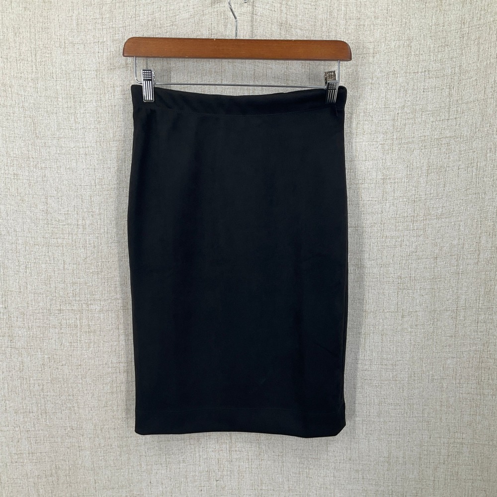 T Tahari Pencil Skirt Womens XS Black Faux Leather Minimalist Office Cocktail